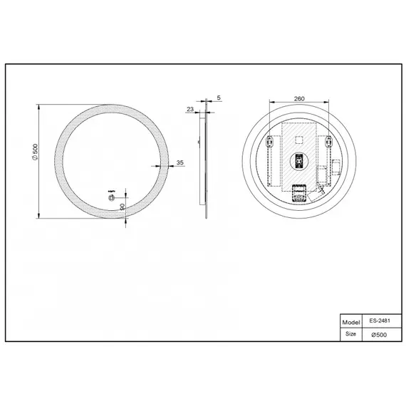 Зеркало со встроенной подсветкой Esbano окружность 50/59/68 см