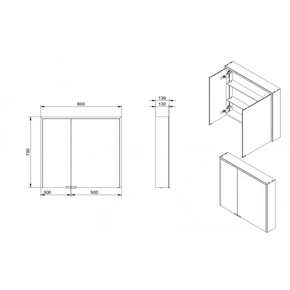 Зеркальный шкаф ESBANO с подсветкой ES-5008NS