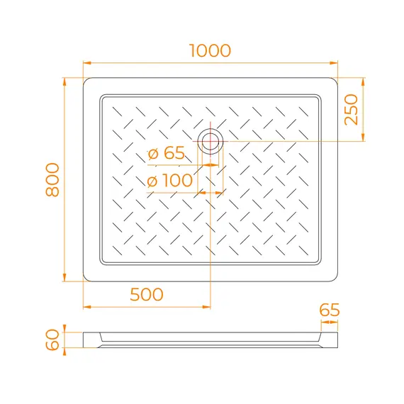 Душевой поддон прямоугольный керамический RGW CR высота 6см