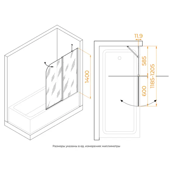 Шторка на ванну RGW SC-011