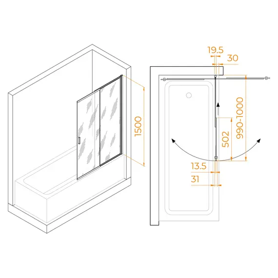 Шторка на ванну RGW SC-40