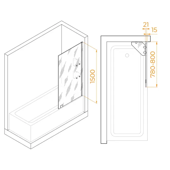 Шторка на ванну RGW SC-53