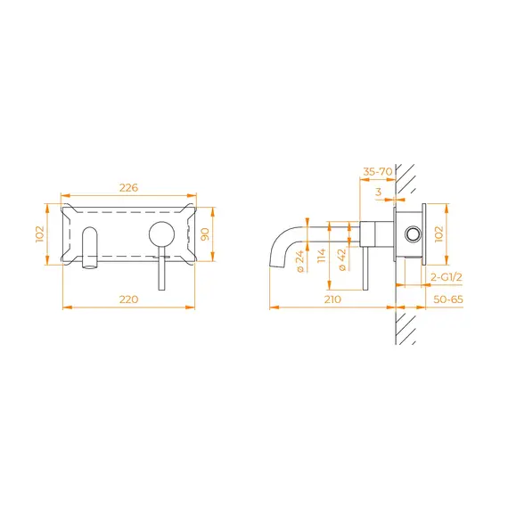 Смеситель с изливом встраиваемый RGW SP-45-11B