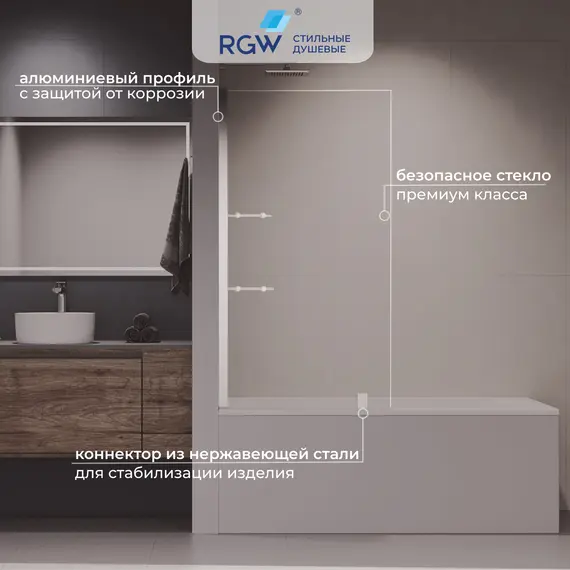 Шторка на ванну RGW SC-53