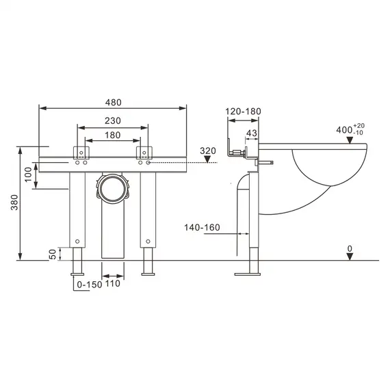 Инсталляция ABBER AC0102P для подвесного унитаза с импульсным смывом