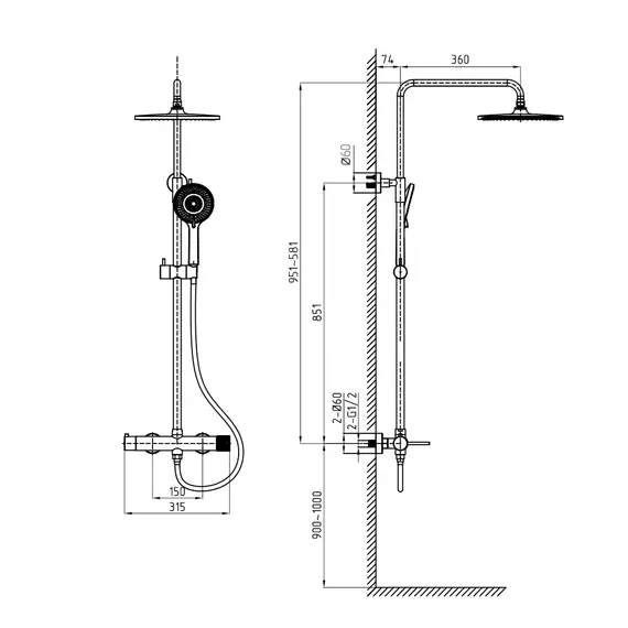 Душевая стойка AVS Pulse брашированное золото