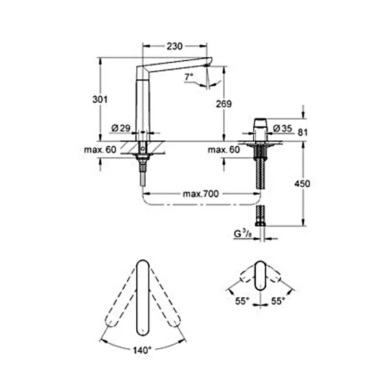 Смеситель для кухни Grohe K 7 32892000 на 2 отверстия