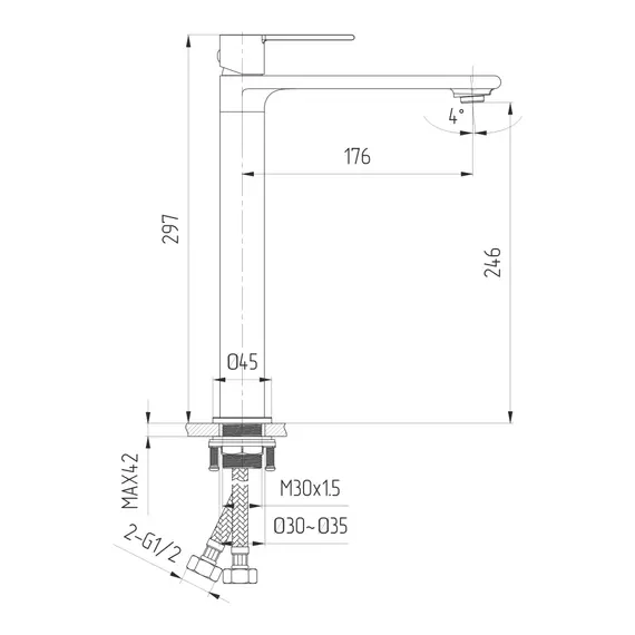 Смеситель для раковины AVS Elegant 811-401-BN брашированный никель