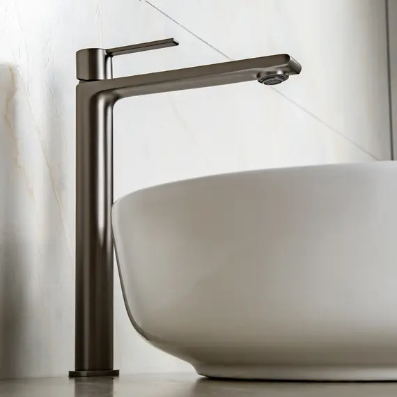 Смеситель для раковины AVS Elegant высокий, оружейная сталь