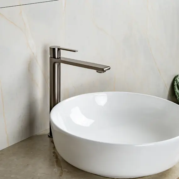 Смеситель для раковины AVS Elegant высокий, оружейная сталь