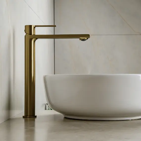 Смеситель для раковины AVS Elegant высокий, брашированное золото