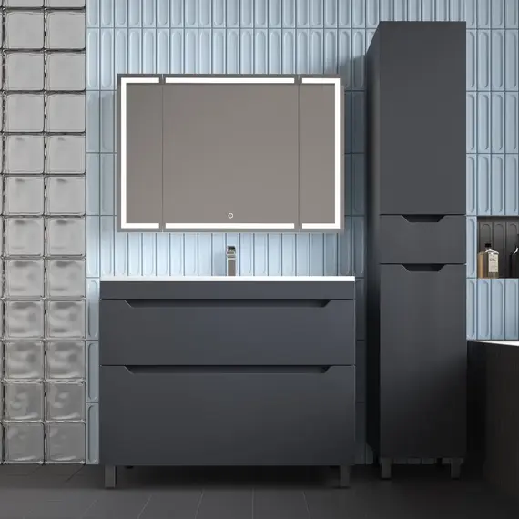 Тумба напольная Style line "Остин" с раковиной Фортуна 2 ящ графит эмаль PLUS