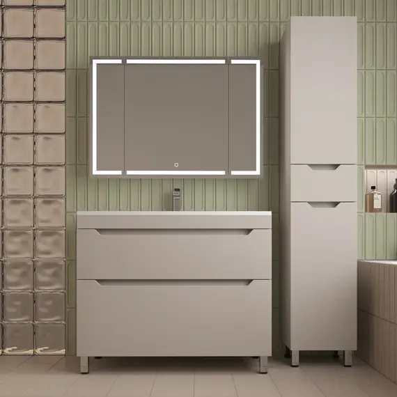 Тумба напольная Style line "Остин" с раковиной Фортуна 2 ящ крем эмаль PLUS