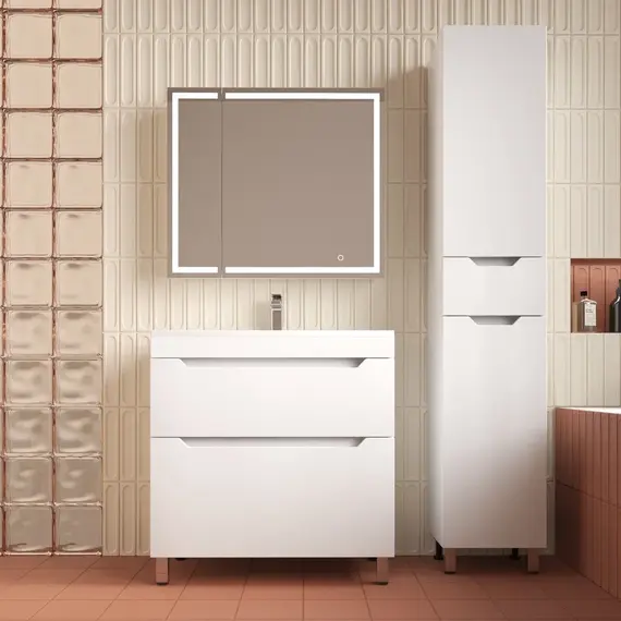 Тумба напольная Style line  "Остин" с раковиной Фортуна 2 ящ белый эмаль PLUS