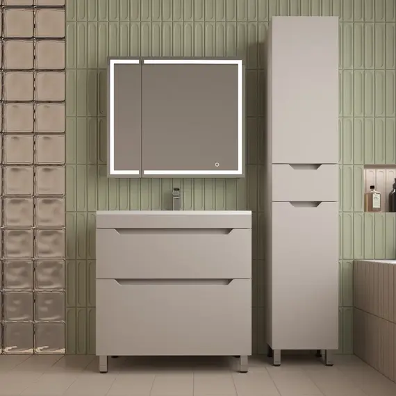 Тумба напольная Style line "Остин" с раковиной Фортуна 2 ящ крем эмаль PLUS