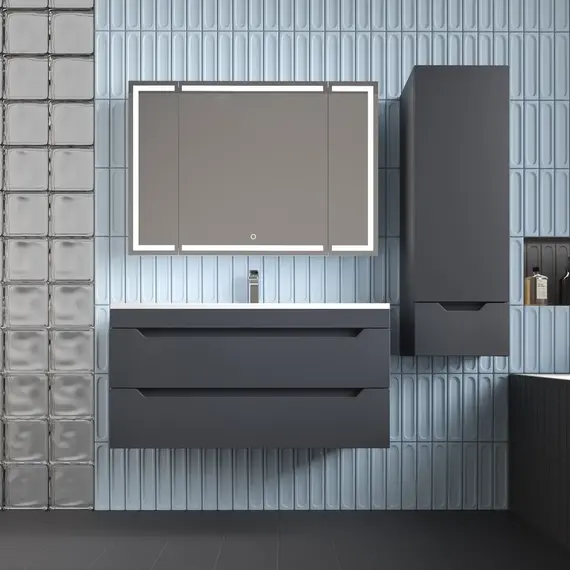 Пенал Style line "Остин" 36 см подвесной 1 ящик графит эмаль PLUS