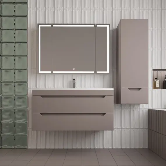 Пенал Style line "Остин" 36 см подвесной 1 ящик тауп темный эмаль PLUS