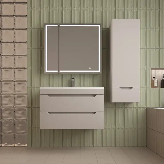 Тумба подвесная Style line "Остин" с раковиной Фортуна 2 ящ крем эмаль PLUS