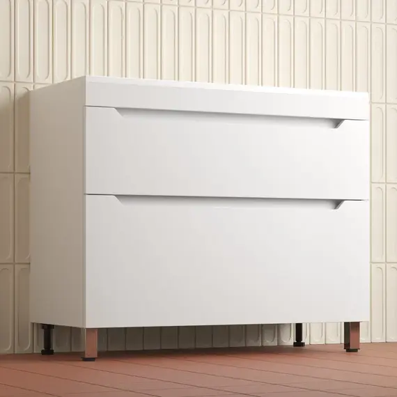 Тумба напольная Style line  "Остин" с раковиной Фортуна 2 ящ белый эмаль PLUS