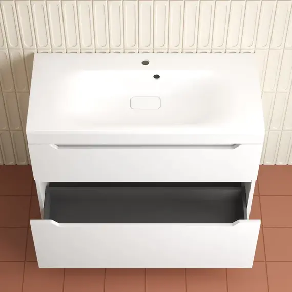 Тумба напольная Style line  "Остин" с раковиной Фортуна 2 ящ белый эмаль PLUS