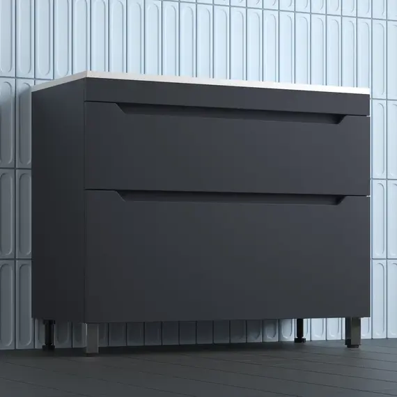 Тумба напольная Style line "Остин" с раковиной Фортуна 2 ящ графит эмаль PLUS