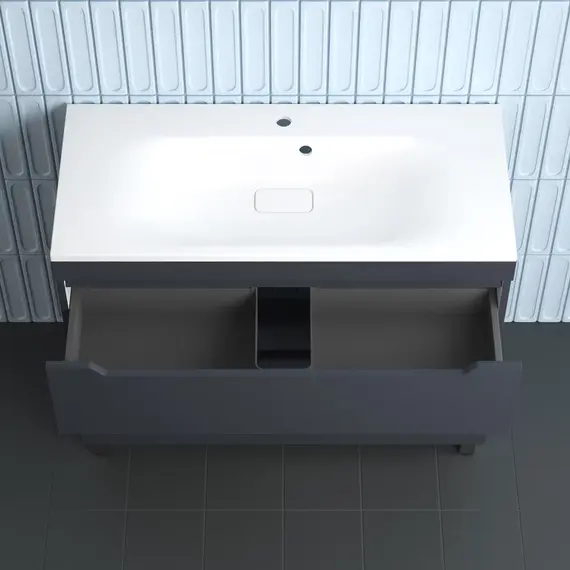 Тумба напольная Style line "Остин" с раковиной Фортуна 2 ящ графит эмаль PLUS