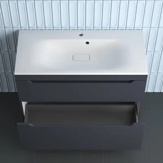 Тумба напольная Style line "Остин" с раковиной Фортуна 2 ящ графит эмаль PLUS