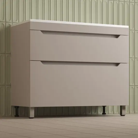 Тумба напольная Style line "Остин" с раковиной Фортуна 2 ящ крем эмаль PLUS
