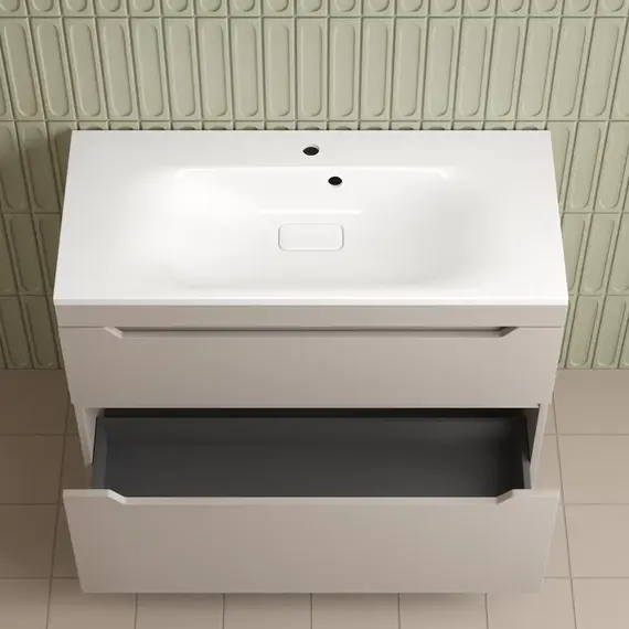 Тумба напольная Style line "Остин" с раковиной Фортуна 2 ящ крем эмаль PLUS