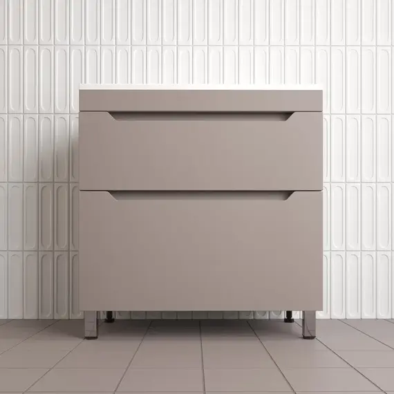 Тумба напольная Style line  "Остин" с раковиной Фортуна 2 ящ тауп темный эмаль PLUS