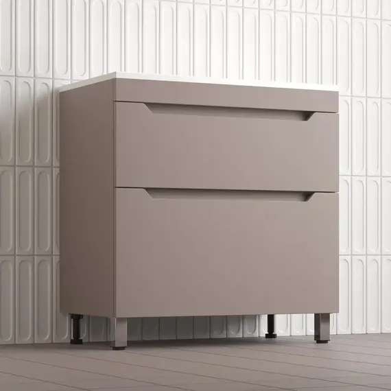 Тумба напольная Style line  "Остин" с раковиной Фортуна 2 ящ тауп темный эмаль PLUS