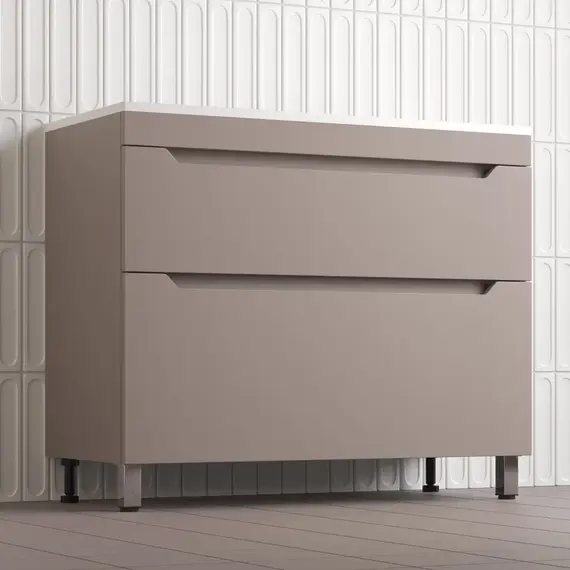 Тумба напольная Style line  "Остин" с раковиной Фортуна 2 ящ тауп темный эмаль PLUS