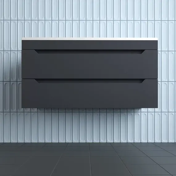 Тумба подвесная Style line "Остин" с раковиной  Фортуна 2 ящ графит эмаль PLUS