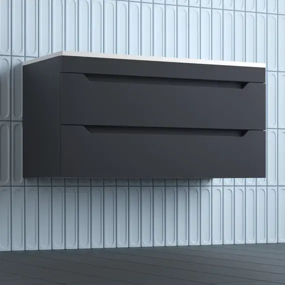 Тумба подвесная Style line "Остин" с раковиной  Фортуна 2 ящ графит эмаль PLUS