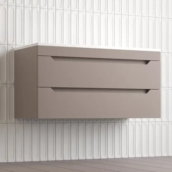 Тумба подвесная Style line "Остин" с раковиной Фортуна 2 ящ тауп темный эмаль PLUS