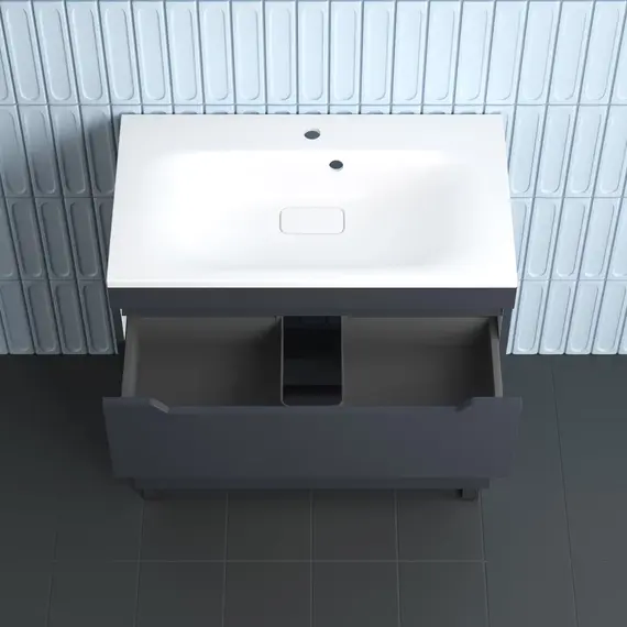 Тумба напольная Style line "Остин" с раковиной Фортуна 2 ящ графит эмаль PLUS