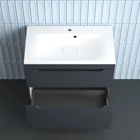 Тумба напольная Style line "Остин" с раковиной Фортуна 2 ящ графит эмаль PLUS