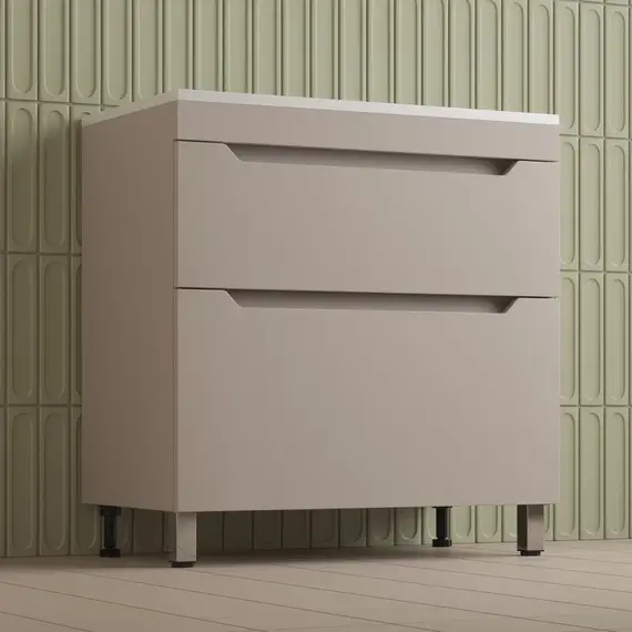 Тумба напольная Style line "Остин" с раковиной Фортуна 2 ящ крем эмаль PLUS