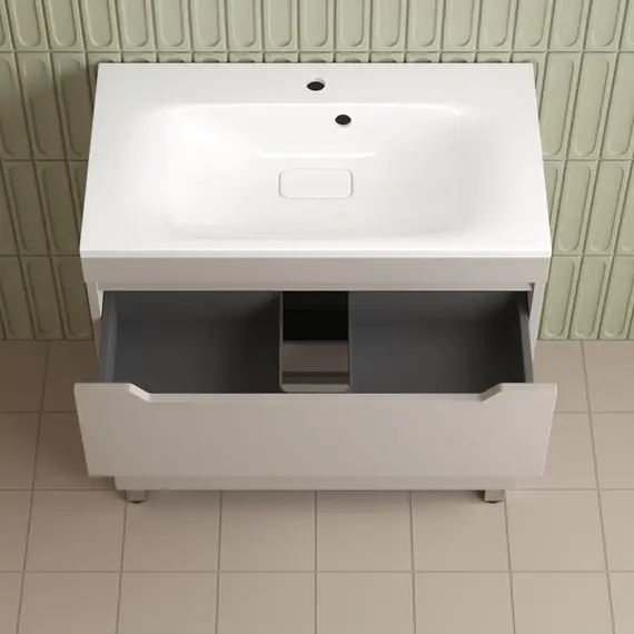 Тумба напольная Style line "Остин" с раковиной Фортуна 2 ящ крем эмаль PLUS