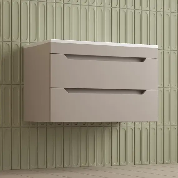 Тумба подвесная Style line "Остин" с раковиной Фортуна 2 ящ крем эмаль PLUS