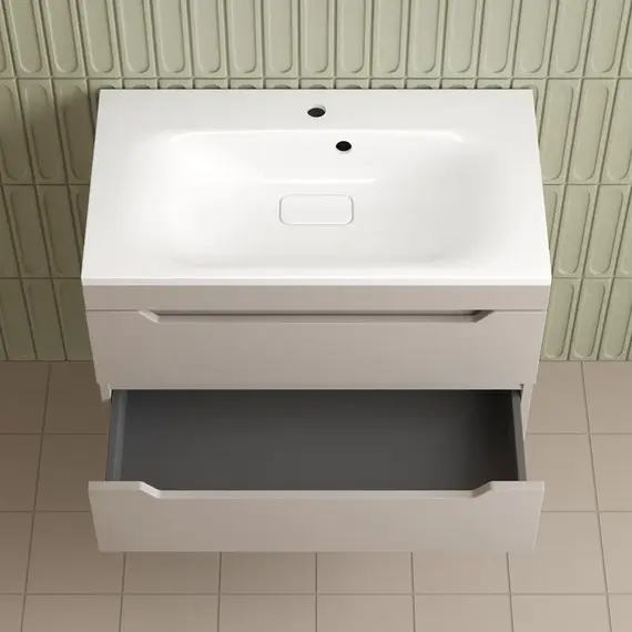 Тумба подвесная Style line "Остин" с раковиной Фортуна 2 ящ крем эмаль PLUS