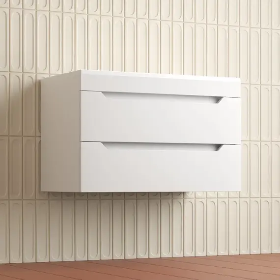 Тумба подвесная Style line "Остин" с раковиной Фортуна 2 ящ белый эмаль PLUS