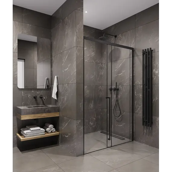 Timo Душевая дверь TDSS-/03C-8L/R, раздвиж , проф черный, стекло проз 8 мм