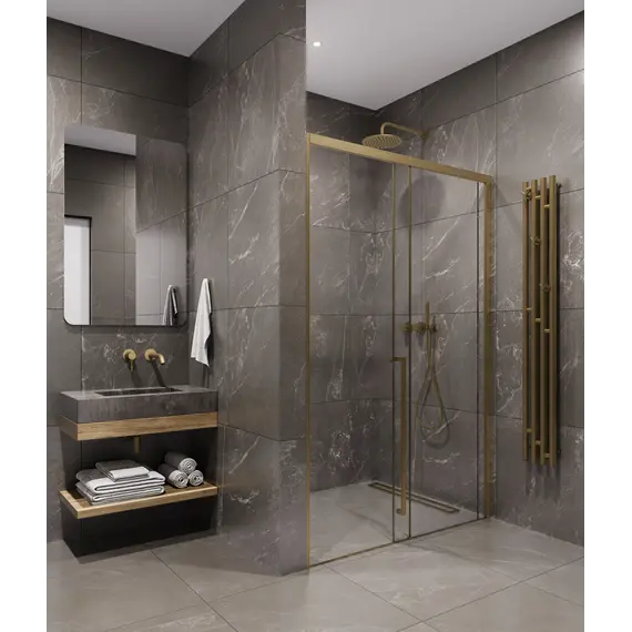 Timo Душевая дверь TDSS-/17C-8L/R, раздвиж , проф мат золото, стекло проз 8 мм