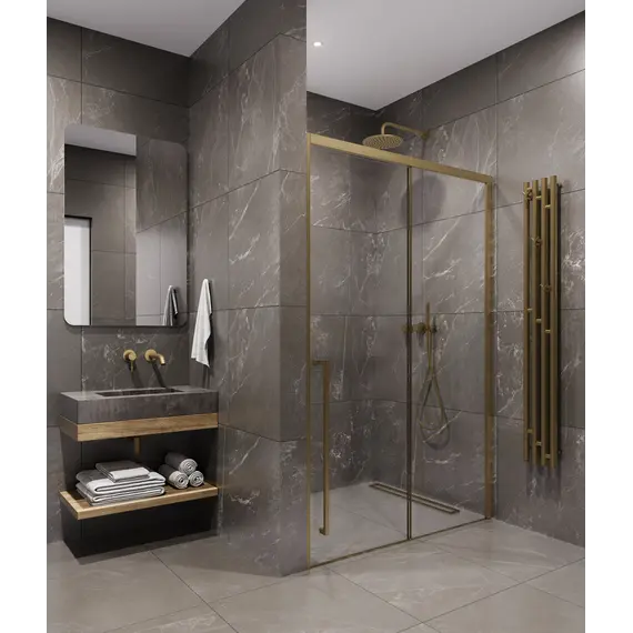Timo Душевая дверь TDSS-/17C-8L/R, раздвиж , проф мат золото, стекло проз 8 мм