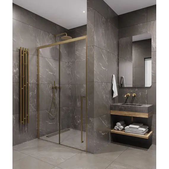 Timo душевое ограждение  TDSS-/17C-8L/R, раздвиж , проф матовое золото