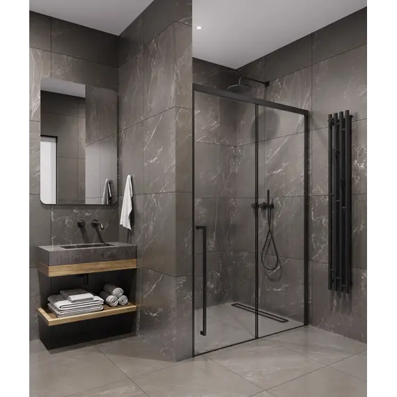 Timo Душевая дверь TDSS-/03C-8L/R, раздвиж , проф черный, стекло проз 8 мм