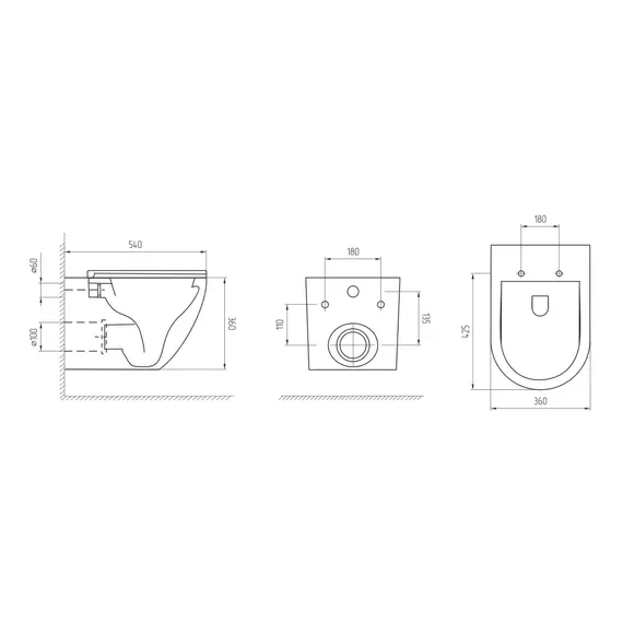 Унитаз подвесной AVS Сфера безободковый, черный матовый
