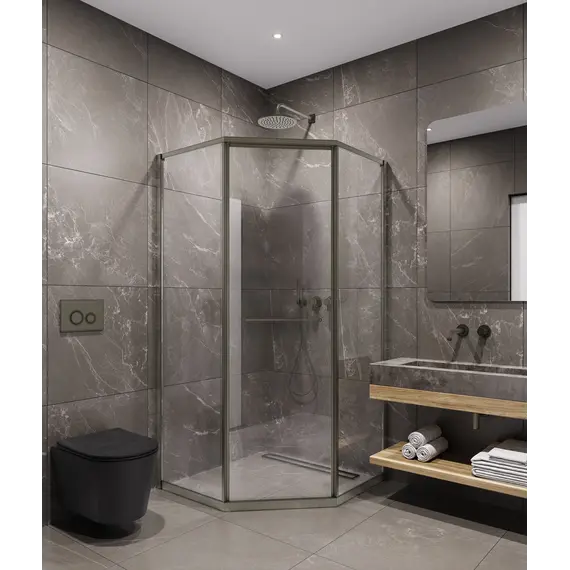 Timo Душевой угол TTSS-100/13C-8L/R , раздвиж ,проф никель, стекло проз 8 мм