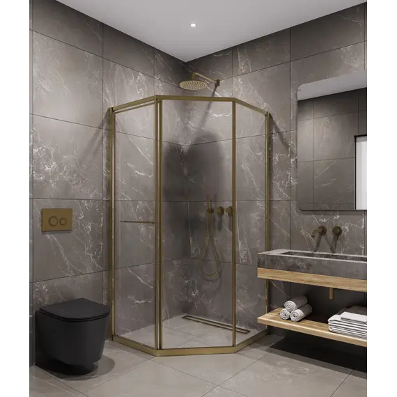 Timo Душевой угол TTSS-100/17C-8L/R раздвиж , проф мат.золото, стекло проз 8 мм